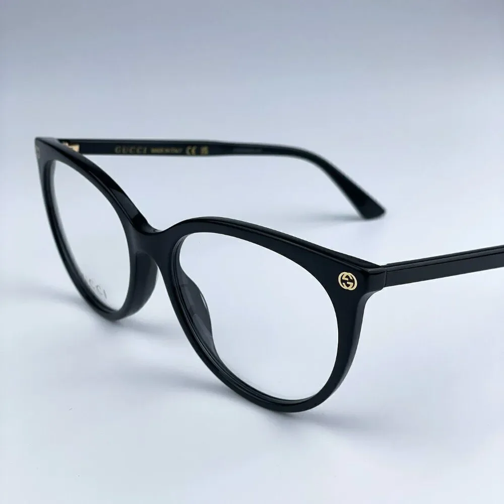 NEW Gucci GG0093O 001 Black Oval Logo Women Eyeglasses